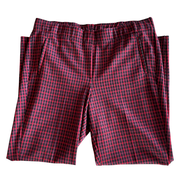 J JILL Size XL Ponte Slim Leg Black/Red/Purple Pull-On Stretch Pockets Pants NWT - Picture 1 of 8